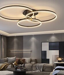 رخيصةأون -مصباح سقف ليد 30 + 40 + 50 سم 3-إضاءة دائرية تصميم دائري عاكس الضوء لمسات نهائية مطلية بألمنيوم فاخر على الطراز الحديث لغرفة الطعام وغرفة النوم مصابيح معلقة 110-240 فولت فقط قابلة للتعتيم مع جهاز