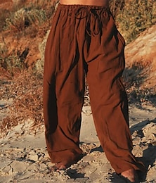 abordables -Homme Pantalon en lin Pantalon pantalon été Poche Plein Confort Respirable Extérieur du quotidien Sortie Mélange de Lin & Coton Mode Décontractées Blanche Rouge