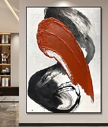 お買い得  -手作りの手描きの油絵の壁現代抽象白赤キャンバス絵画家の装飾の装飾ロールキャンバスなしフレーム未延伸