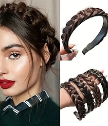 economico -Parrucca sintetica alla moda con treccia a lisca di pesce, treccia intrecciata, accessori per capelli a forcina per le donne, da indossare ogni giorno