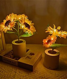 economico -luce notturna artificiale girasole ricaricabile casa camera da letto lampada decorativa luci notturne creative per bambini amico regalo di compleanno vacanza luce led