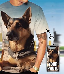 お買い得  -男性用カスタムペットTシャツ、あなた自身のデザイン、あなたの犬猫を追加カスタムパーソナライズされたオールオーバープリントTシャツ、カスタムギフト