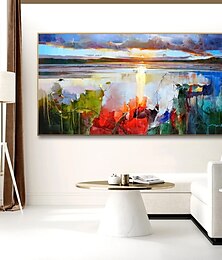 billige -håndlavede oliemalerier lærred vægkunst dekoration moderne abstrakt farverig lovende skyer landskab til stuen boligindretning rullet rammeløs ustrakt maleri
