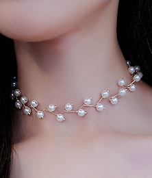 cheap -1PC Choker Necklace For Women's Pearl White Wedding Daily Alloy Classic