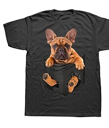 billige -Dyr fransk bulldog T-skjorte Trykt mønster Gate stil Til Par Herre Dame Voksne Varmstempling Fritid / hverdag