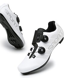 baratos -Adulto Tênis para Ciclismo Sapatilhas de Ciclismo com Travas Respirável Ciclismo de Estrada Ciclismo / Moto Preto Branco Homens Mulheres Sapatos para Ciclismo