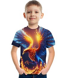 economico -Da ragazzo 3D Pop art Animali Fenice maglietta Manica corta Stampa 3D Estate Attivo Fantasia Bambino 3-12 anni
