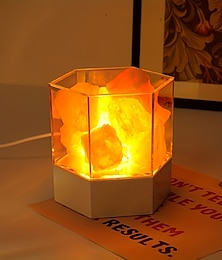 abordables -Lámpara de sal del Himalaya, lámpara de roca de sal de cristal natural para una luz nocturna cálida, pacífica y romántica, iluminación interior decorativa saludable y moderna para el hogar