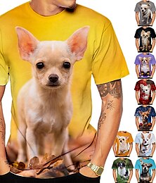billige -Dyr Hund Chihuahua T-skjorte Animé 3D Graphic Til Par Herre Dame Voksne Maskerade 3D-utskrift Fritid / hverdag