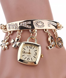 cheap -Women Quartz Watch Bracelet Wrist Watch Rhinestone Love Heart Style Stainless Steel Stylish Analog Quartz Bracelet Ladies Exquisite Casual Watch