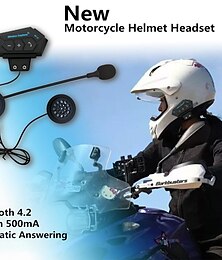 abordables -Motocicleta bluetooth 5,0 casco intercomunicador inalámbrico manos libres kit de llamada telefónica estéreo antiinterferencia interfono reproductor de música