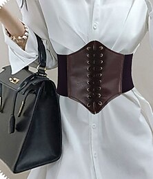 economico -Per donna Cintura larga Cintura a corsetto Similpelle Senza fibbia Geometrica Da cerimonia Feste Giornaliero Bianco Nero Rosso Caffè