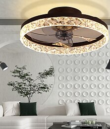 abordables -Ventilateur de plafond avec lumières 19,5" dimmable led 3 couleurs 6 vitesses pales réversibles avec télécommande, lustre de ventilateur domestique, ventilateur de plafond encastré à profil bas