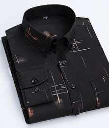 economico -Per uomo Camicie Camicia abbottonata Camicia non stirabile A quadri / A righe / Chevron Matrimonio Ufficio e carriera Blu chiaro Nero Bianco Rosso Manica lunga Collo ripiegabile Per tutte le stagioni