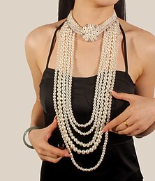 levne -náušnice perlový náhrdelník choker 2 ks klapky doplňky retro vintage 20. léta slitina pro řev klapky 20. let cosplay dámská bižuterie