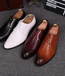 ieftine -Bărbați Oxfords Pantofi Derby Mărime Plus Size Mocasini din piele Afacere Casual În aer liber Zilnic Microfibre Respirabil Dantelat Negru Alb Galben Vară Primăvară