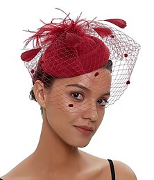 voordelige -fascinators Imitatieveer Kentucky Derby Paardenrace cocktail Elegant Brits Met Veer Bloemen Helm Hoofddeksels