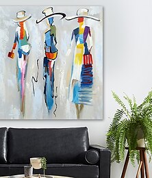 billige -Hang-Painted Oliemaleri Hånd malede Kvadrat Abstrakt Mennesker Klassisk Moderne Uden indre ramme (ingen ramme)