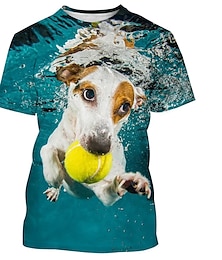 billige -Dyr Hund Jack Russell Terrier T-skjorte Animé 3D Graphic Til Par Herre Dame Voksne Maskerade 3D-utskrift Fritid / hverdag