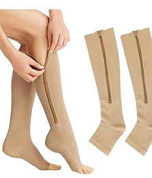 abordables -calcetines de compresión con cremallera calcetines de compresión sin punta abierta para mujeres y hombres (1 par)