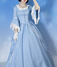 זול -סינדרלה נסיכת וינטג' נסיכת התקופה הקולוניאלית שמלה רוקוקו ויקטוריאנית וינטג' קוספליי הופעות מסיבת ליל כל הקדושים שרוולים באורך 3/4 מקסי ליל כל הקדושים