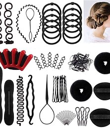 abordables -53 pièces coiffure ensemble conception de cheveux outils de coiffure accessoires diy cheveux accessoires cheveux modélisation outil kit coiffeur kit ensemble chignon magique maker shaper