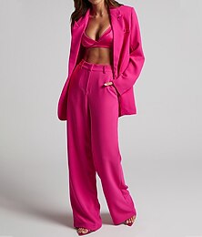 levne -dámské obleky kalhoty sako business kauzální festival práce kancelář / business ležérní jednobarevný jednořadý jednořadý volný střih pánský oblek černá / žlutá / fuchsiová - výstřih do V