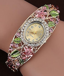 abordables -Reloj de pulsera de cuarzo con vestido de pulsera de cristal para mujer recién llegado