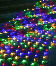 abordables -Luz LED de malla IP65 6Mx4M 3Mx2M Luz de hadas flexible de malla LED 880Led 200Led Luz de malla para jardín colorido decoración enchufe UE EE. UU. Reino Unido AC110V 220V 230V para Halloween