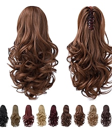 economico -clip in coda di cavalloclip artiglio coda di cavallo bionda estensione ondulata 14 4.3 oz estensioni dei capelli neri sintetici syxlcygg pezzi di capelli finti donne bianche ragazza 12 16 20 ricci 22