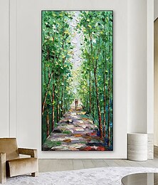 olcso -olajfestmény kézzel festett fali művészet modern absztrakt pár sétál az erdőben táj lakberendezési dekoráció hengerelt vászon keret nélkül feszítetlen
