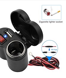 ieftine -StarFire Motorcycle USB Charger Cigarette Lighter Socket Usb Lighter Motorbike Handlebar Power Adapter with Switch Waterproof Cover