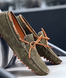 cheap -Men's Shoes Loafers & Slip-Ons Suede Shoes Moccasin Comfort Loafers Boat Shoes Cycling Shoes Walking Casual British Daily Suede Pigskin Breathable Loafer Light Brown Black Army Green Summer Spring