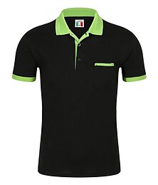 זול -בגדי ריקוד גברים חולצת POLO חולצת גולף רחוב קזו'אל צווארון פולו צווארון פולו מצולע שרוולים קצרים ספורט יום יומי קולור בלוק כיס כפתור קדמי קיץ אביב גזרה צרה אביב דשא אביב יין אודם פול תלתן אפור