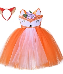 voordelige -Dieren Vos Jurken Bloemenmeisje jurk Tule jurken Voor meisjes Film cosplay Cosplay Rood Fuschia Oranje Kinderdag Maskerade Kleding