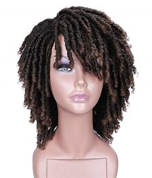 economico -parrucca dreadlock parrucche a torsione corta per donne nere e uomini parrucca sintetica riccia afro