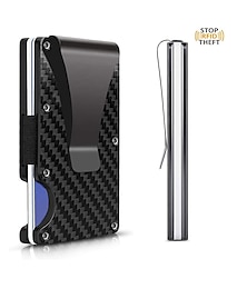 economico -Portafoglio con clip di denaro in fibra di carbonio e alluminio RFID portacarte metallico slim portacarte di credito per uomini