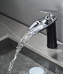 economico -rubinetto miscelatore lavabo bagno a cascata, rubinetti monocomando per lavabo monocomando con tubo flessibile acqua calda e fredda rubinetto monoblocco in ottone per vasca da incasso