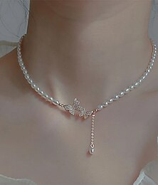 preiswerte -Halskette Perlen Chrom Damen Modisch Personalisiert Luxus Klassisch Modische Halsketten Für Hochzeit kleid hochzeitsgast Verlobung
