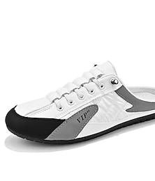 cheap -Men's Clogs & Mules Sporty Look Half Shoes Walking Casual Athletic PU Breathable Loafer Black White Gray Summer