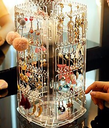 abordables -Porte-boucles d'oreilles rotatif à 4 niveaux à 360 °, présentoir à bijoux rotatif clip d'oreille boucles d'oreilles boucles d'oreilles boîte de rangement de bijoux étagère à collier suspendue