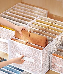 abordables -Boîte de rangement pour pantalons, organisateur de vêtements pliable, boîte de finition de vêtements de garde-robe, boîte de tri divisée en jeans, boîte de rangement de vêtements à tiroirs