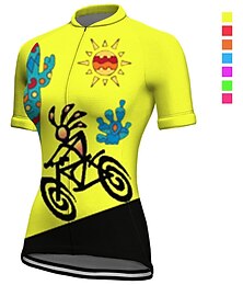 voordelige -Dames Wielrenshirt Grafisch Korte mouw Fietsen Shirt Kleding Bovenlichaam met 3 achterzakken Bergracen Wegwielrennen Sneldrogend Reflecterende strips Achterzak Vochtregelerend Sport Paars Geel Roze