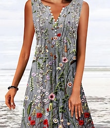 cheap -Women's Tank Dress Floral Button Print V Neck Mini Dress Daily Vacation Sleeveless Summer Spring