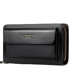 cheap -WEIXIER Men's Handbag Clutch Bag Business Men's Mobile Phone Bag Zipper Wallet Large Capacity Soft Leather Clutch Bag