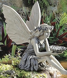cheap -Fairy Statue,Fairy Angel Crafts, Resin Garden Sculpture Butterfly Wings Flower Elf Outdoor Decoration, For Home Decor Patio Lawn