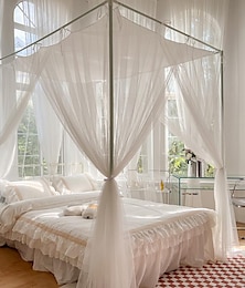 abordables -moustiquaire à baldaquin pour lit extérieur et intérieur, poteau aux 4 coins, installation facile, style princesse, adapté aux adultes et aux enfants sans support
