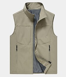 economico -Per uomo Gilet da pesca Gilet / gilet da escursionismo Senza maniche Soprabiti Superiore Esterno Traspirante Asciugatura rapida Multi Pocket Leggero Tasche Fibbia Chinlon Nero Panna Verde militare