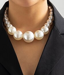 cheap -Beaded Necklace Imitation Pearl Women's Fashion Personalized Luxury Beads Geometric Necklace For Wedding Engagement Prom