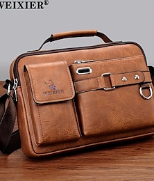 cheap -Men Shoulder Bag Business Crossbody Messenger Bag for 10.4 iPad PU Leather Business Handbags Men Messenger Bags Fashion Man Crossbody Bag